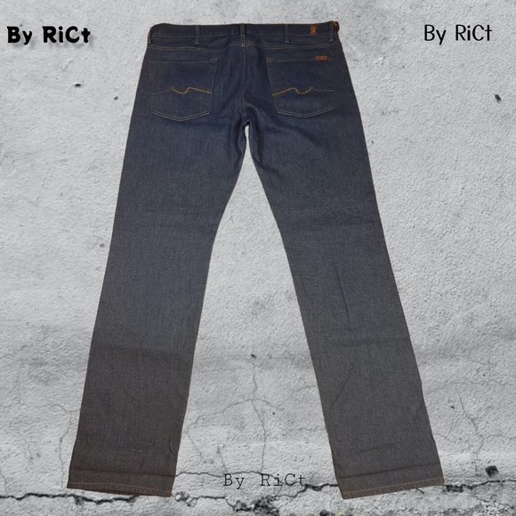 7 For All Mankind Slimmy Men's Jeans Size 38x34 Denim Mid Rise Zip Straight Leg - Picture 1 of 9